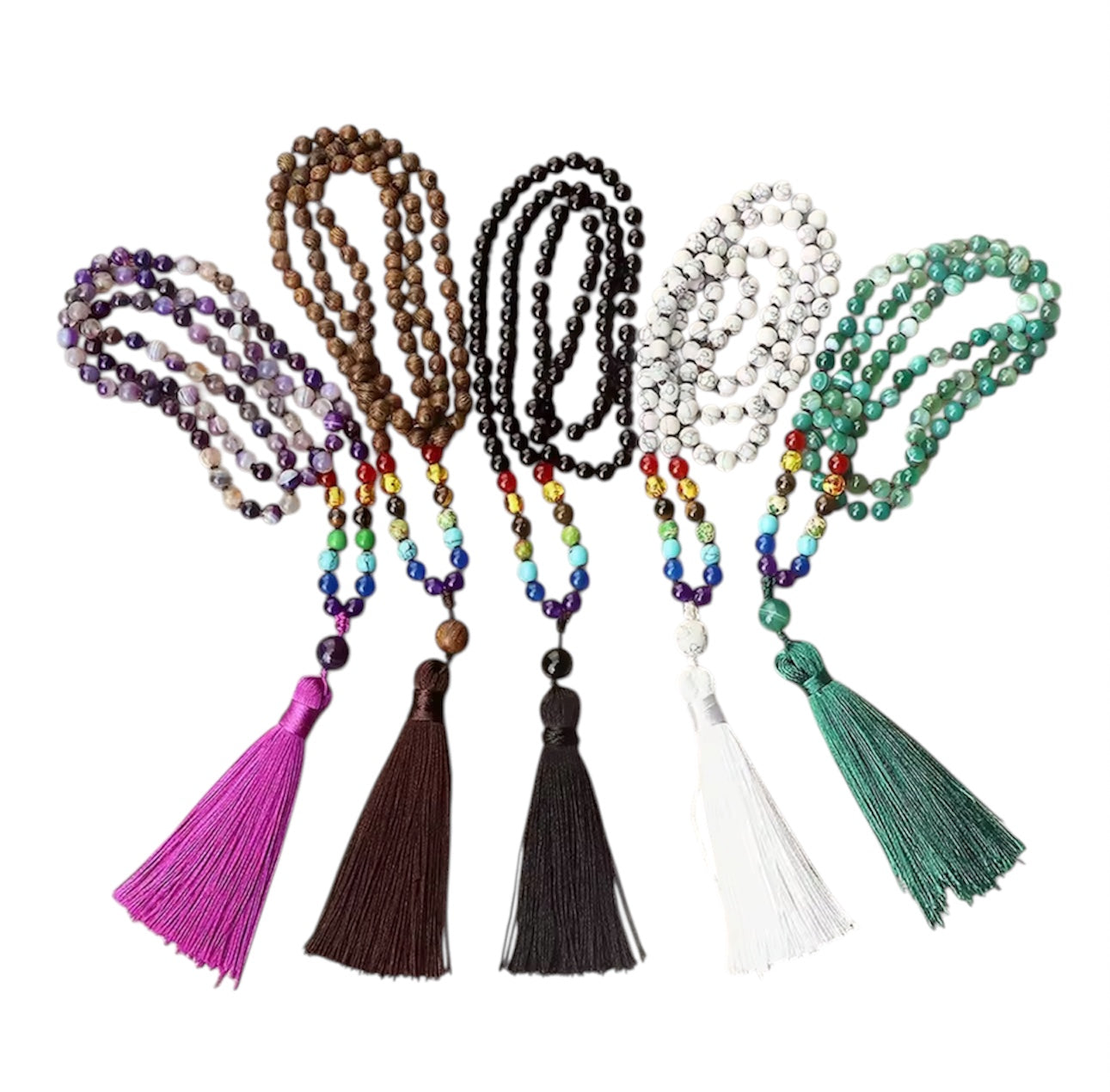 Collana MALA TIBETANI in Agata verde