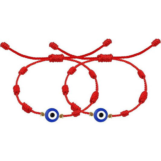 Bracciale rosso a nodi con OCCHIO TURCO / OCCHIO DI ALLAH per allontanare il "malocchio" e proteggere chi li indossa dalle energie negative