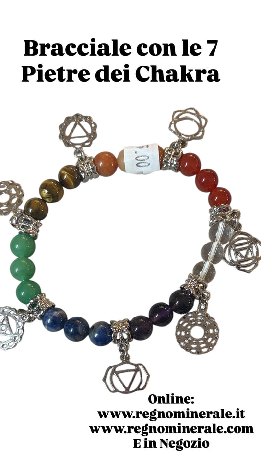 Bracciale Chakra sasso con filo nero regolabile