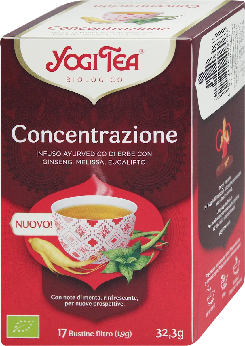 YOGI TEA - CONCENTRAZIONE - INFUSO AYURVEDICO DI ERBE CON GINSENG, MELISSA, EUCALIPTO