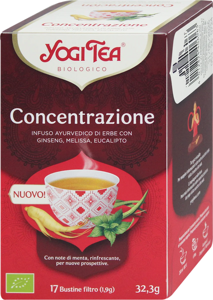 YOGI TEA - CONCENTRAZIONE - INFUSO AYURVEDICO DI ERBE CON GINSENG, MELISSA, EUCALIPTO