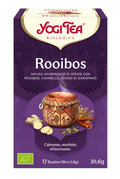 YOGI TEA Rooibos
(INFUSO AYURVEDICO DI SPEZIE CON ROOIBOS, CANNELLA, CHIODI DI GAROFANO)
