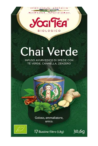 YOGI TEA Chai Verde
(INFUSO AYURVEDICO DI SPEZIE CON TÈ VERDE, CANNELLA, ZENZERO)