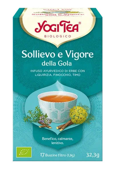 YOGI TEA Sollievo e Vigore della Gola
(INFUSO AYURVEDICO DI ERBE CON LIQUIRIZIA, FINOCCHIO, TIMO)