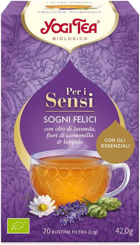 Yogi Tea SOGNI FELICI
con fiori di camomilla
& luppolo  - Per i, Sensi Infuso con oli essenziali