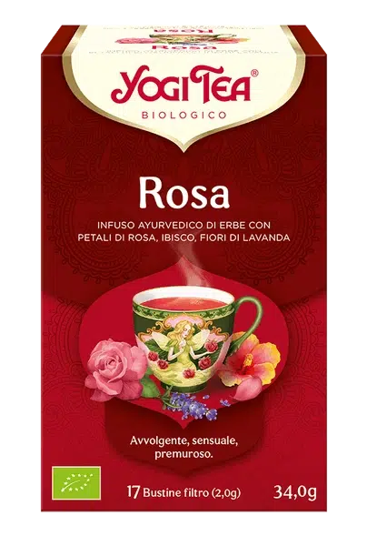 YOGI TEA Rosa
(INFUSO AYURVEDICO DI ERBE CON
PETALI DI ROSA, IBISCO, FIORI DI LAVANDA)