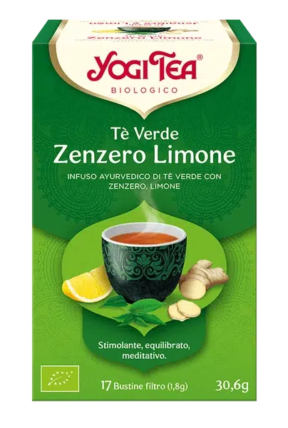 YOGI TEA Te Verde
Zenzero Limone (INFUSO AYURVEDICO DI TE VERDE CON
ZENZERO, LIMONE)