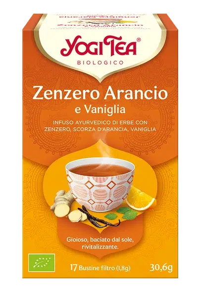 YOGI TEA Zenzero Arancio
e Vaniglia (INFUSO AYURVEDICO DI ERBE CON
ZENZERO, SCORZA D'ARANCIA, VANIGLIA)
