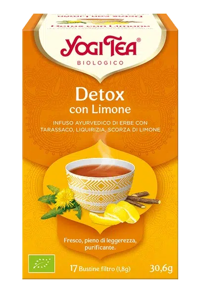 YOGI TEA Detox
con Limone (INFUSO AYURVEDICO DI ERBE CON
TARASSACO, LIQUIRIZIA, SCORZA DI LIMONE)
