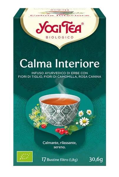 YOGI TEA Calma Interiore
(INFUSO AYURVEDICO DI ERBE CON
FIORI DI TIGLIO, FIORI DI CAMOMILLA, ROSA CANINA)