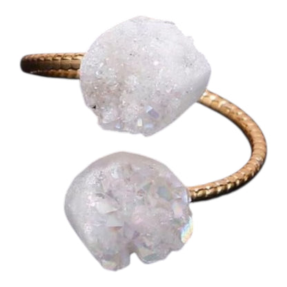 Anello Aquaura in drusa bianca - regolabile