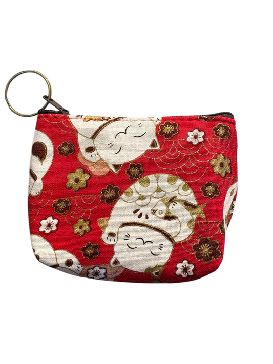 Borsellino Gatto MANEKI NEKO Rosso con fiori