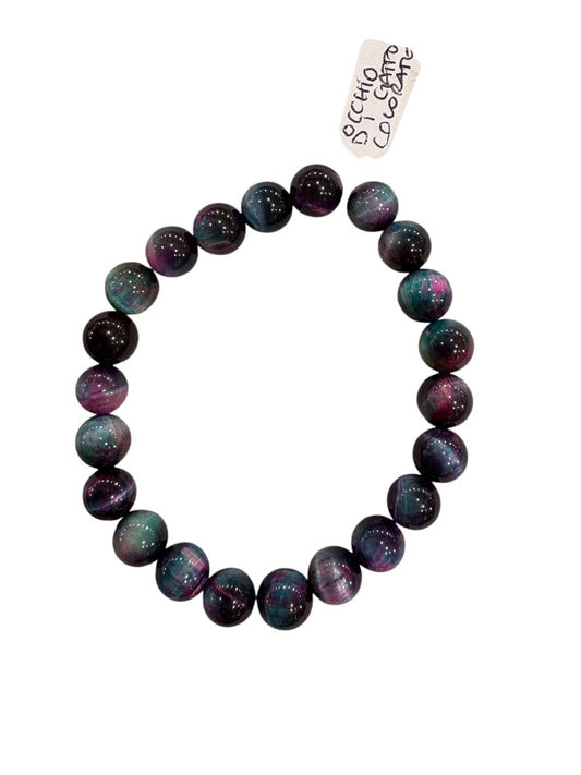 Occhio di Gatto colorato - Bracciale 8 mm